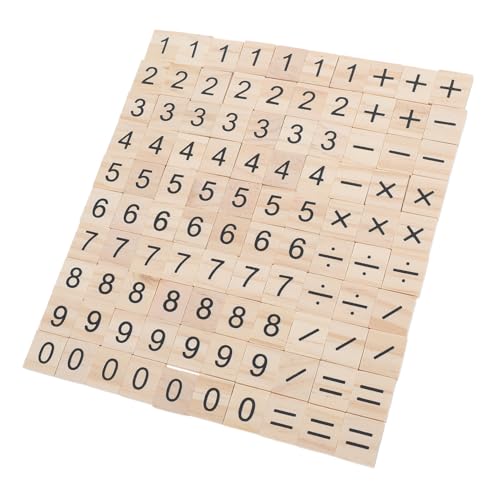 FUNOMOCYA 100 Stück Kleine Holzplättchen Zahlen Montessori Lernspielzeug DIY Bastelset für Mathe Übung Pädagogische Zahlenkarten Holz für Kreative Projekte von FUNOMOCYA