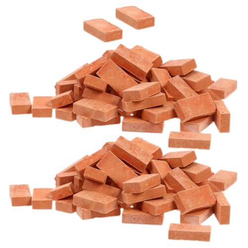 FUNOMOCYA 100 Stück Maßstab Kleine Rote Miniaturziegel für DIY Puppenhaus Mikrolandschaft Dekor Sandtisch Architekturmodelle Basteln und Garten Ornament von FUNOMOCYA