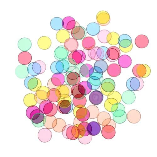 FUNOMOCYA 100 Stück Teiliges Bunte Transparente Kunststoff rundscheiben mit Metallrand Handliche Mathematik rechenhilfe für Pädagogische Lernwerkzeuge für Frühe Bildung und Grundschule von FUNOMOCYA