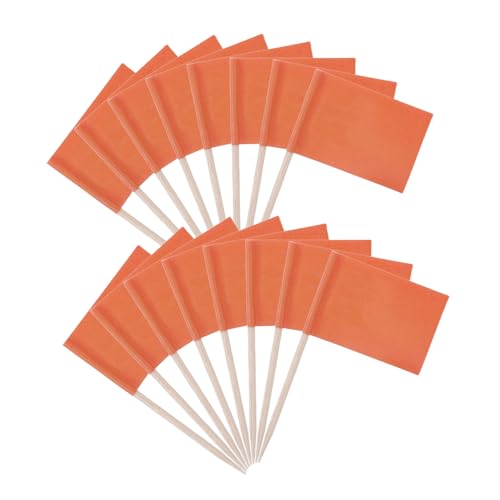 FUNOMOCYA 100 Stück Teiliges Kleine Zahnstocher flaggen in Orange Stabile Food Picks für Party Vielseitig Einsetzbar als Kuchen Obstdeko Einfach zu Tragen und Installieren von FUNOMOCYA