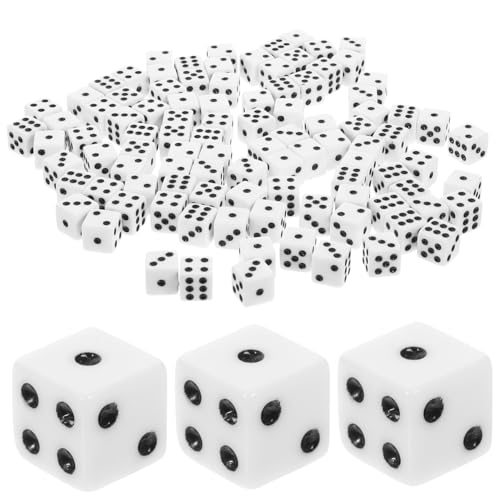 FUNOMOCYA 100 Stück Teiliges Seitiges Würfelset Weiße Acrylwürfel mit Schwarzen Punkten Rechteckige Kanten Leicht und Kompakt für Brettspiele Partyzubehör Vielseitig für Spiele und von FUNOMOCYA