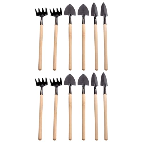 FUNOMOCYA 12 Stück Mini Gartengeräte Set Teilig Ergonomische Mini Rechen für Topfpflanzen Bodenlockern und Gartenarbeit Unterwegs von FUNOMOCYA