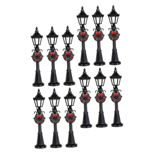 FUNOMOCYA 12 Stück Puppenhaus Lampen Schwarz Vintage Post Laternen für DIY Feengarten Außenbereich Dekoration von FUNOMOCYA