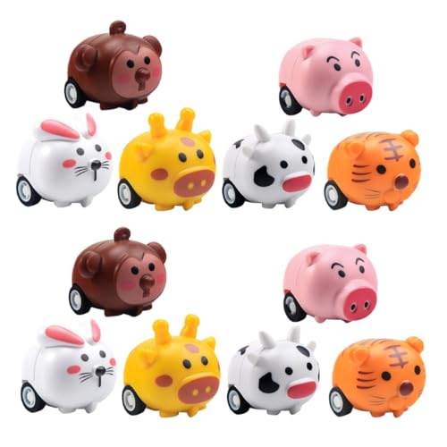 FUNOMOCYA 12 Stück Rückziehspielzeugautos für Farbenfrohe Tierdesigns Partygeschenke für Kleinkinder Einfache Bedienung für Selbstständiges für Unvergesslichen Spielspaß von FUNOMOCYA