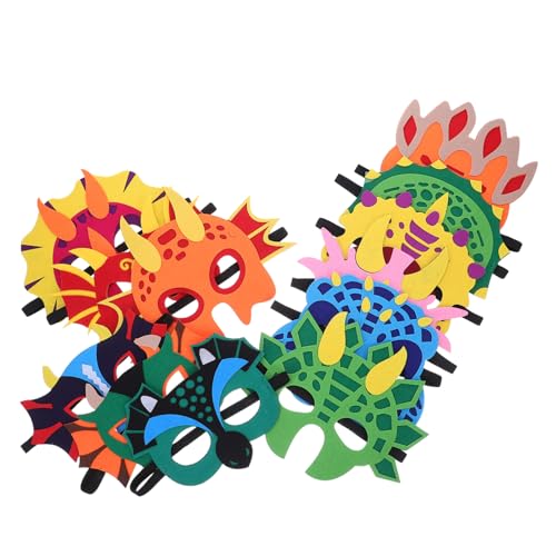 FUNOMOCYA 12 Stück Teiliges Dinosaurier Filzmasken für Atmungsaktive Leichte Party Maskerade-masken mit Verstellbarem Gummiband für Halloween Karneval Geburtstag und Rollenspiele von FUNOMOCYA