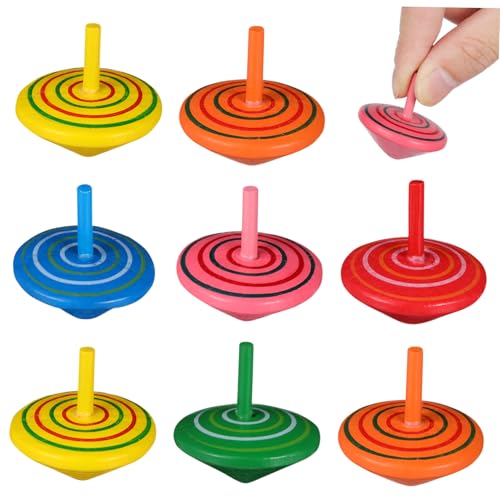 FUNOMOCYA 12 Stück Teiliges Holz kreiselspielzeug Farbenfrohes Hand drehspielzeug für Feinmotorik Langlebig und Klassisch als Geschenk für Geburtstags Feiertagspartys Zufällige Farbe von FUNOMOCYA