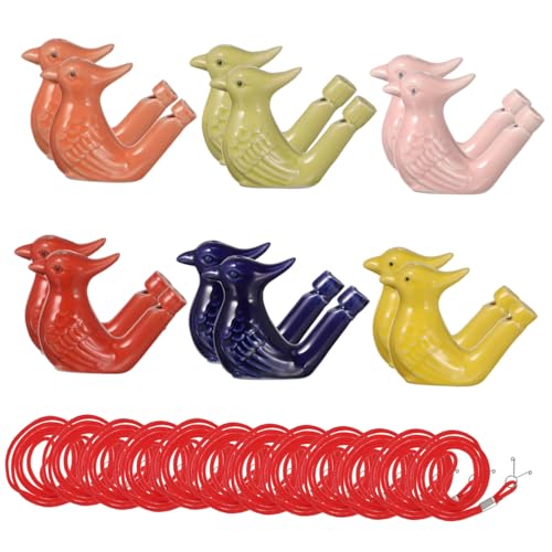 FUNOMOCYA 12 Stück Teiliges Keramik Vogelwasserpfeifen Farbenfrohe Porzellan Tierpfeifen mit Klaren Einstellbaren Vielseitige und Dekorationsidee als Geburtstagsgeschenk von FUNOMOCYA