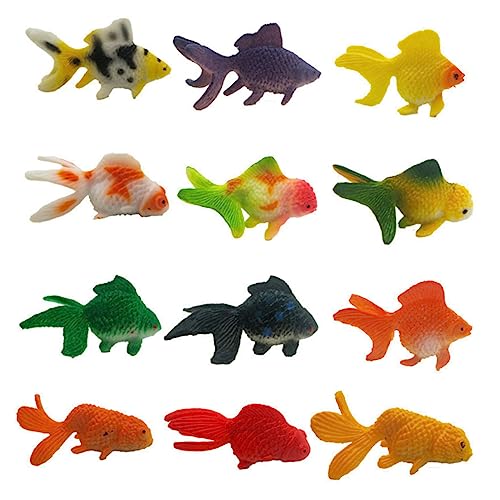 FUNOMOCYA 12 Stück Teiliges Lebensechter PVC Goldfisch Figuren Farbige Mini Meerestiere als Aquariumdekoration und Badespielzeug für Realistische Kunststofffische für Langfristigen von FUNOMOCYA