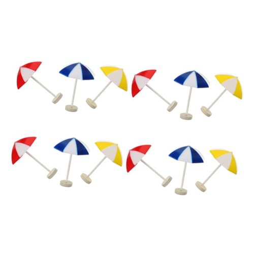 FUNOMOCYA 12 Stück Teiliges Mini Strand Sonnenschirm Robuste Micro landschaftsdeko Farbenfrohe Miniatur Puppenhaus Dekoration Wetterfest für Garten Fensterbank Party und Kinderspielzeug von FUNOMOCYA