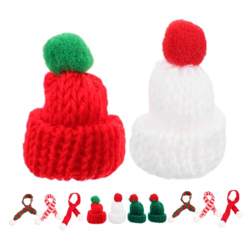 FUNOMOCYA 12 Stück Teiliges Mini Strickmützen und Schal für Weihnachten Kleine Dekorative Nikolausmützen und Schals zum Basteln Puppenzubehör Flaschendeko DIY Weihnachtsdeko Vielseitige Mini von FUNOMOCYA