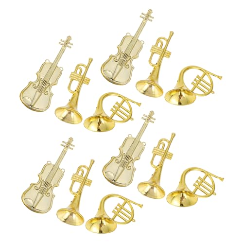 FUNOMOCYA 12 Stück Teiliges Miniatur Musikinstrument Modell für Weihnachtsbaum Deko DIY Bastelanhänger mit Goldfarbenen Violine Trompete und Horn Langlebige Verarbeitung für Festliche FUNOMOCYA 12 Stück Teiliges Miniatur Musikinstrument Modell für Weihnachtsbaum Deko DIY Bastelanhänger mit Goldfarbenen Violine Trompete und Horn Langlebige Verarbeitung für Festliche von FUNOMOCYA