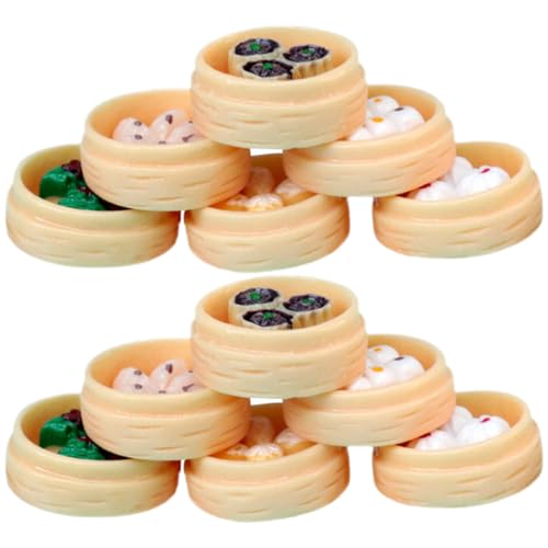 FUNOMOCYA 12 Stück Teiliges Miniatur dampfbrötchen Modellset Realistische Mini Simulation Gedämpfter Brötchen Dekoratives Küchenspielzeug für Puppenhaus und Mini haushaltsdekoration von FUNOMOCYA
