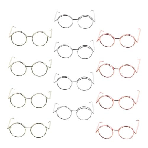 FUNOMOCYA 12 Stück Teiliges Puppenbrillen Set aus Kupferdraht Mini Sonnenbrillen ohne Gläser Modische Puppenzubehör für Basteln Rollenspiele und Vielseitige Outfit Kombinationen von FUNOMOCYA
