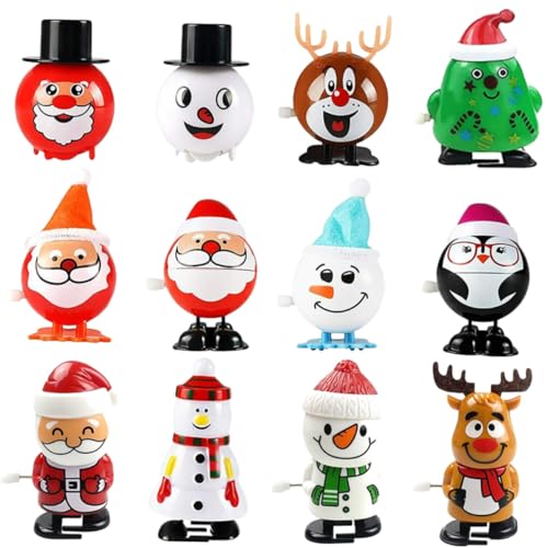 FUNOMOCYA 12 Stück Teiliges Weihnachts Aufziehspielzeug Kleine Lustige Spielzeuge mit Weihnachtsmann Motiv Sicherer Kreative Party Mitbringsel für Weihnachtsdeko von FUNOMOCYA
