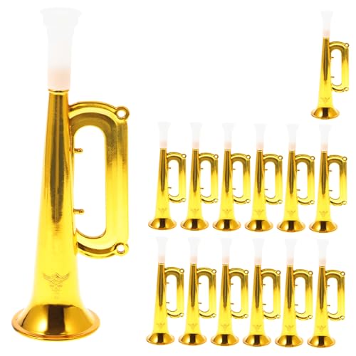 FUNOMOCYA 14 Stück Teiliges Kunststoff Tröten Goldfarben Laute Cheerleading Horn Spielzeuge für Sichere Party und Sport Event Requisiten für Geburtstage und Fußballfans von FUNOMOCYA