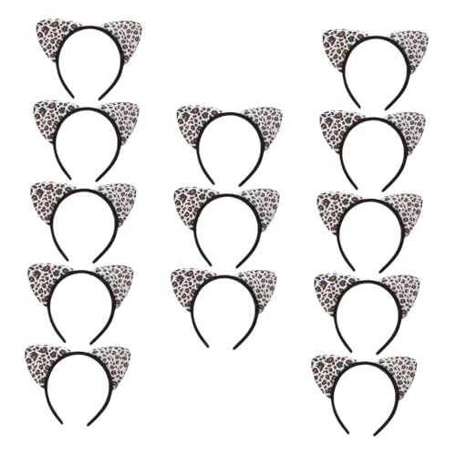 FUNOMOCYA 14 Stück Teiliges Leopardenmuster Katzenohren Stirnband Bequemes Strapazierfähiges Party Haarband mit Kreativem Design Geeignet für Erwachsene Modisches Festival Kopfschmuck von FUNOMOCYA