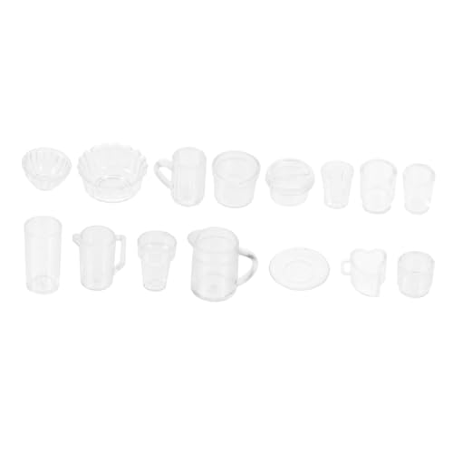 FUNOMOCYA 15 Stück Realistische Miniatur Teller Tassen und Schalen für Spielküche Zubehör von FUNOMOCYA