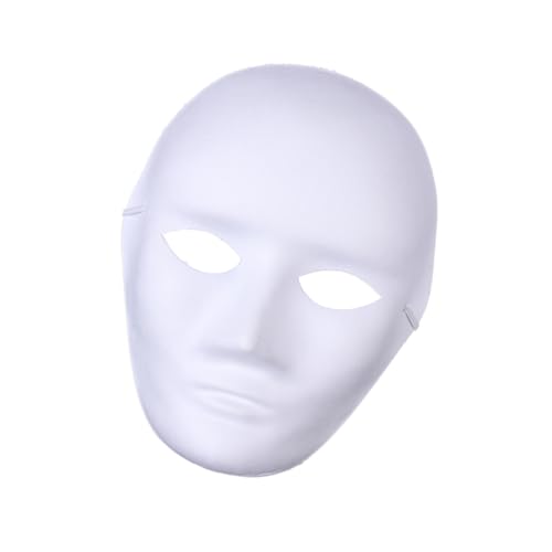 FUNOMOCYA 15 Stück Teiliges Halloween DIY Papiermaske Männliches Gesicht Weiße Pappmaché Vollgesichtsmaske zum Bemalen Atmungsaktiv Elastischer Band für Hip Hop Tanz Kostüm und Maskenpartys von FUNOMOCYA