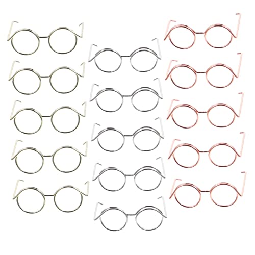 FUNOMOCYA 15 Stück Teiliges Puppenbrillen Metallischem Draht Vielseitige Brillenrahmen für Puppenkleidung Robustes Accessoire in Roségold Silber und Gold für Puppenmode und Kostümierung von FUNOMOCYA