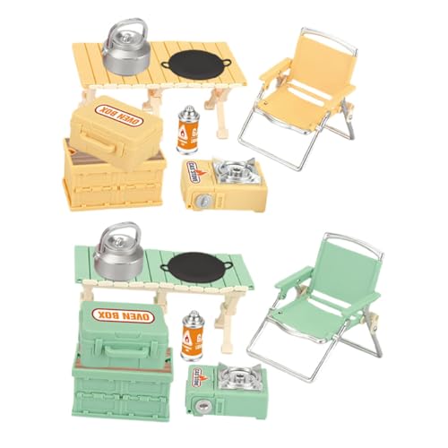 FUNOMOCYA 16 Stück Teiliges Camping Spielset mit Mini Simulation Klappstuhl und Tisch Tragbares Outdoor für Drinnen und Draußen Realistische Puppenhaus Möbel Zubehör für Fantasievolles Spiel von FUNOMOCYA