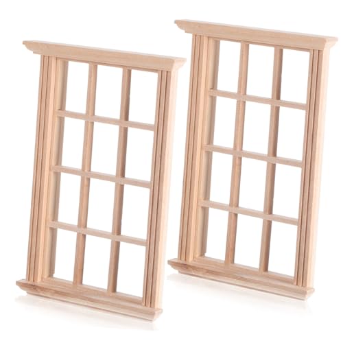 FUNOMOCYA 2 Miniatur Puppenhaus Fenster aus Birkenholz Realistische Holzfensterrahmen für Puppenmöbel Zubehör Dekorative Miniatur Fenster für Stilvolles Puppenhaus Interieur FUNOMOCYA 2 Miniatur Puppenhaus Fenster aus Birkenholz Realistische Holzfensterrahmen für Puppenmöbel Zubehör Dekorative Miniatur Fenster für Stilvolles Puppenhaus Interieur von FUNOMOCYA