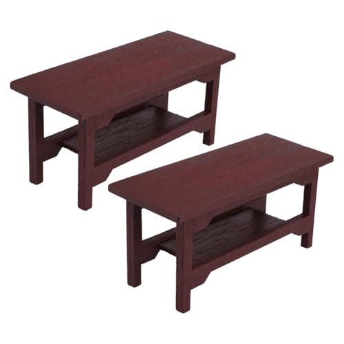 FUNOMOCYA 2 STÜCK Mini Holz Schreibtisch Vintage Dekor Stabiles Leichtes Miniatur Möbel Miniaturhäuser Kreative Chinesische Schreibtisch Dekoration als Mini Haus Zubehör von FUNOMOCYA