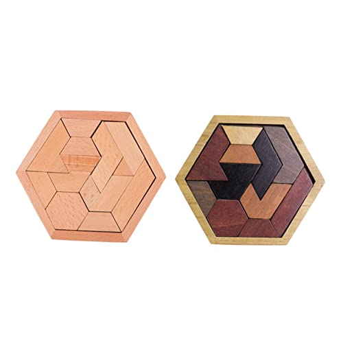 FUNOMOCYA 2 Sätze Hexagon Holzpuzzle aus Sicherem Glattem Holz Fördert Farb Formwahrnehmung Lernspielzeug für Ab Jahren Unterstützt Logisches Denken und Soziale Fähigkeiten von FUNOMOCYA