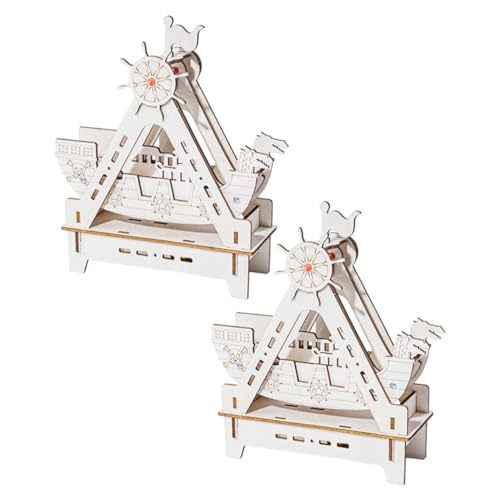 FUNOMOCYA 2 Sätze Holz Piraten Schiffsmodell DIY Bausatz Puzzle Holzbausatz Lernspielzeug Mechanisches Interesse Kreatives Basteln für Beige Ohne Batterie von FUNOMOCYA