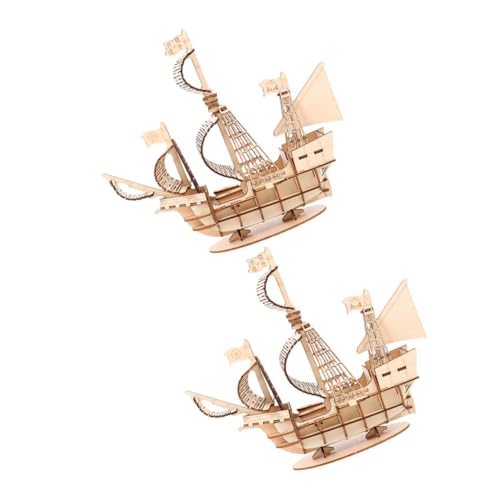 FUNOMOCYA 2 Sätze Holzpuzzle Segelboot Bausatz aus Naturholz für Erwachsene und Präzise Vorgefertigte Teile Pädagogisches Denkspielzeug Geduld und Beobachtung Dekoratives Modell für Zuhause von FUNOMOCYA