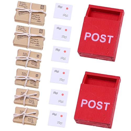 FUNOMOCYA 2 Sätze Miniatur Briefkasten Modell mit Mini Paketen Puppenhaus Dekoration Detailreiche Miniatur Brieffach Figuren für Kreatives Basteln und Spielwelten von FUNOMOCYA