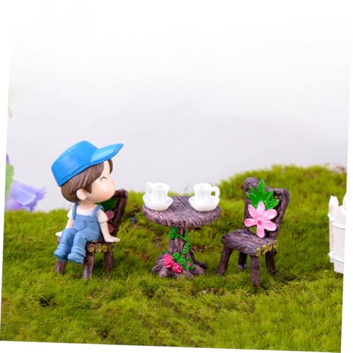 FUNOMOCYA 2 Sätze Miniatur Möbel Resin Tisch und Stühle Mikro Landschaft Dekoration für Moos Sukkulenten Bonsai Garten DIY Kreativspielzeug von FUNOMOCYA