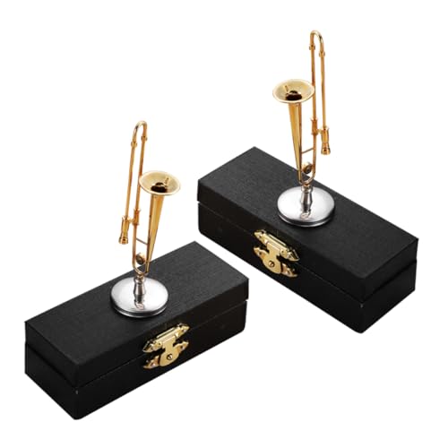 FUNOMOCYA 2 Sätze Miniatur Posaunen Modell Metall Mini Trombone mit Ständer und Schwarzem Etui Platzsparend Robust Tragbar Dekoration und für Puppenhaus und Musikliebhaber FUNOMOCYA 2 Sätze Miniatur Posaunen Modell Metall Mini Trombone mit Ständer und Schwarzem Etui Platzsparend Robust Tragbar Dekoration und für Puppenhaus und Musikliebhaber von FUNOMOCYA
