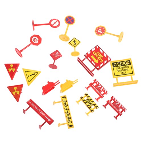 FUNOMOCYA 2 Sätze Teiliges Verkehrszeichen Spielset für Realistischen Straßen Verkehrsschildern Lernspielzeug für Vorschule Sandkasten und Verkehrserziehung in Gelb und Rot von FUNOMOCYA