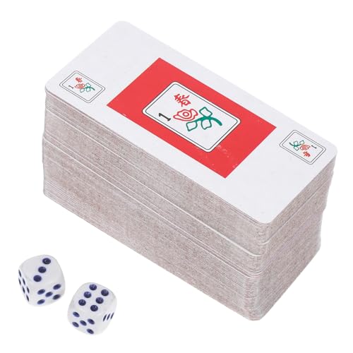 FUNOMOCYA 2 Sätze Tragbare Mahjong Karten mit Würfeln Spielkarten für Reise Camping Party Familienspiel Kompakt Leicht von FUNOMOCYA