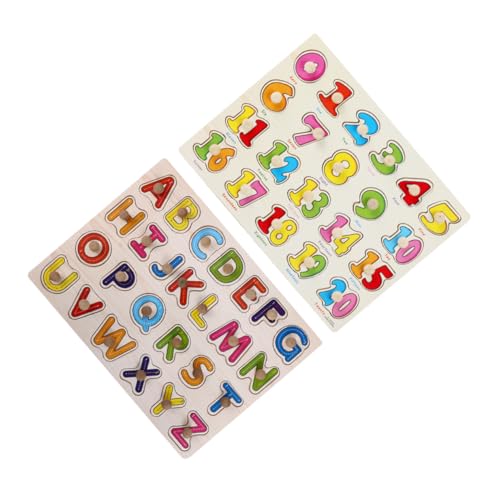 FUNOMOCYA 2 Satz Vorschulspielzeug Alphabet-rätsel Puzzle Formen Zahlenspielzeug Für Kleinkinder Vorschulrätsel Zahlenrätsel Für Kleinkinder ABC-Puzzle Montessori-rätsel Zahlenblock Holz von FUNOMOCYA