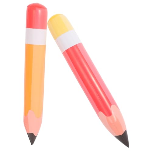 FUNOMOCYA 2 Stück Aufblasbare Bleistift Spielzeuge PVC Jumbo Buntstift Ballons Rot Orange Geburtstags Schulparty Deko Foto Requisite Party Zubehör von FUNOMOCYA