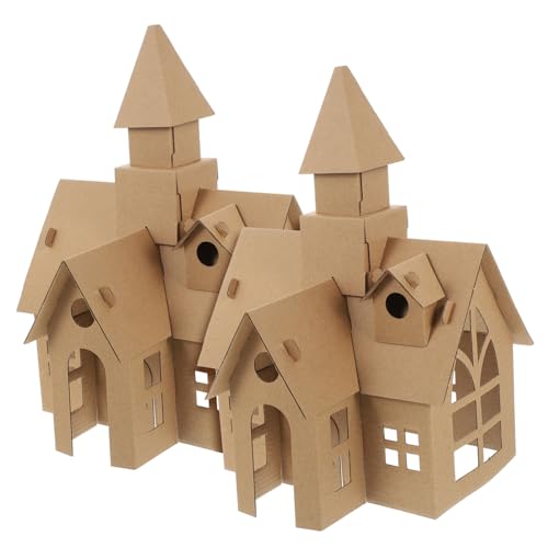 FUNOMOCYA 2 Stück DIY Papphaus Bastelset für Kreatives Schloss Bauen mit Graffiti Motiven Fördert Feinmotorik Hand Auge koordination und Fantasie Spielerisches Lernspielzeug für Jungen und von FUNOMOCYA