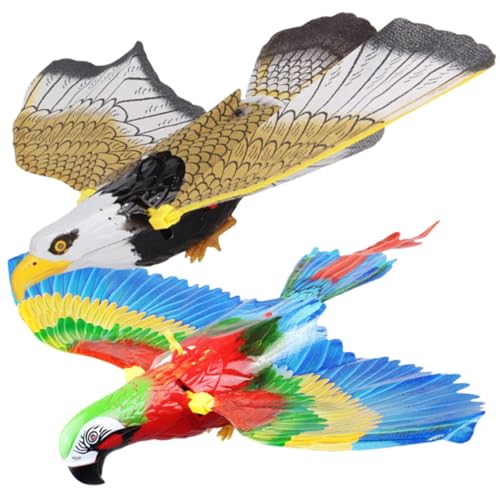 FUNOMOCYA 2 Stück Elektrisches Vogelspielzeug mit Musik Fliegende Adler und Papageienform Kinderfreundlich Fördert Kreativität und Motorische Fähigkeiten für Ab Jahren von FUNOMOCYA