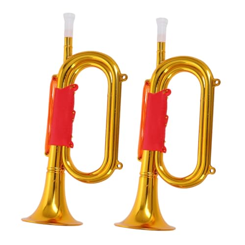 FUNOMOCYA 2 Stück Goldene Trompete Bugle Kunststoff Robust Realistische Nachbildung Rote Armee Prop Trompete Bühnenperformance Party Fanfare Anfeuern Zubehör FUNOMOCYA 2 Stück Goldene Trompete Bugle Kunststoff Robust Realistische Nachbildung Rote Armee Prop Trompete Bühnenperformance Party Fanfare Anfeuern Zubehör von FUNOMOCYA