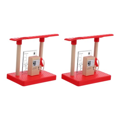 FUNOMOCYA 2 Stück Holz Gasstation Simulation für Nachhaltiges Sicheres Holzspielzeug Kompatibel mit Holzeisenbahn Zubehör Fördert Hand Auge koordination und Räumliches Denken von FUNOMOCYA