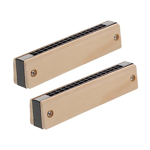 FUNOMOCYA 2 Stück Holz Mundharmonika für Kinder Kreatives Musikspielzeug Tragbares Instrument Selbstgemacht Graffiti Mundharmonika für Kleinkinder von FUNOMOCYA
