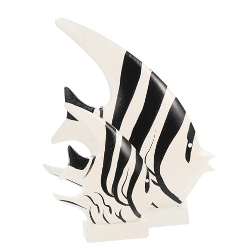 FUNOMOCYA 2 Stück Holzfisch Dekoration Set Mediterrane Tischornamente für Schlafzimmer und Aquarien Stabile Basis für Stilvolle Wohnatmosphäre von FUNOMOCYA