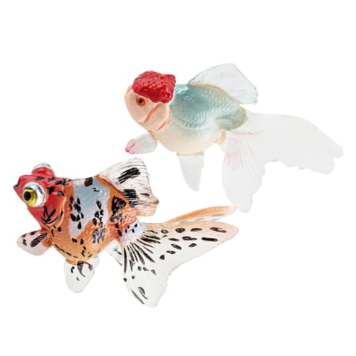FUNOMOCYA 2 Stück Künstliche Goldfische Realistische Kleine Fischfiguren Simulierte Goldfischmodelle für Aquarium Dekoration Terrarien und Büro Detailgetreue Fischspielzeuge für Heim und von FUNOMOCYA
