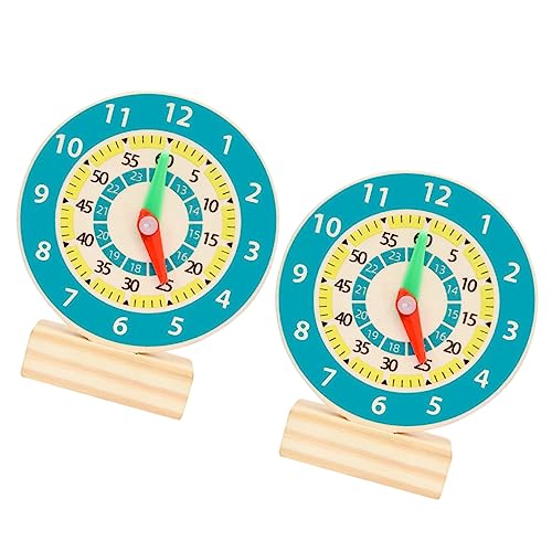 FUNOMOCYA 2 Stück Lernuhr aus Holz Teilig Farbenfrohes Kreatives Lernspielzeug Farberkennung Fördert Hand Auge Koordination und Logisches Tragbare Uhr für Vorschule und Kindergarten von FUNOMOCYA