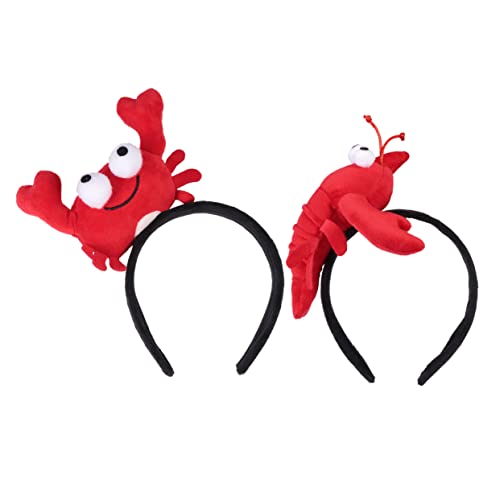 FUNOMOCYA 2 Stück Lustige Rote Haarbänder mit Krabbe und Hummer Weiche Cartoon Kopfbedeckungen für Party Cosplay Halloween und Karneval Niedliche Tierhaarreifen für Junge Mädchen von FUNOMOCYA