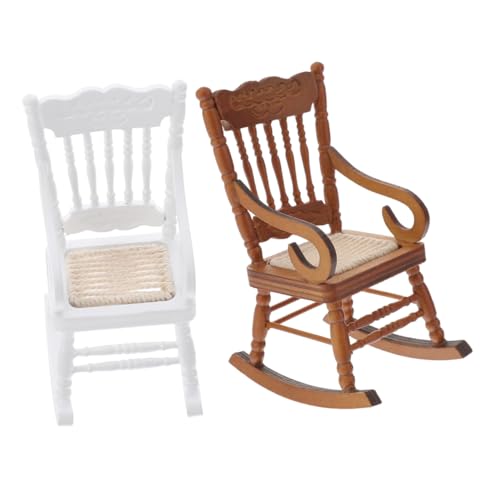 FUNOMOCYA 2 Stück Maßstab Holz Möbel Vintage Design Weicher Seilsitz Sammlerstück für Weihnachtsdeko und Puppenhaus Zubehör von FUNOMOCYA