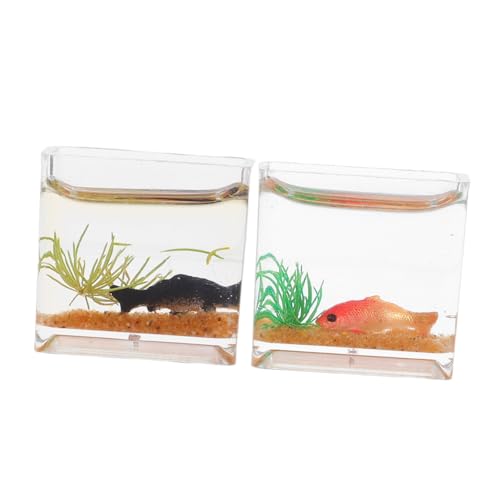 FUNOMOCYA 2 Stück Maßstab Mini Fischglas aus Harz Realistische Goldfisch Deko für Puppenhaus Tischdekoration Kompakt und Langlebig von FUNOMOCYA