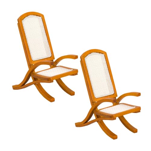 FUNOMOCYA 2 Stück Maßstab Vintage Puppenhaus Stuhlmodelle Braun Holz Mini Puppenmöbel für Wohnzimmer Sammler Zubehör von FUNOMOCYA