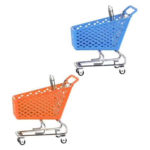 FUNOMOCYA 2 Stück Mini Einkaufswagen Aufbewahrungskorb Metall Deko und Kinderspielzeug Korrosionsbeständig Umweltfreundlich Praktischer Desktop Organizer Kreatives Mini Zufällige Farbe von FUNOMOCYA