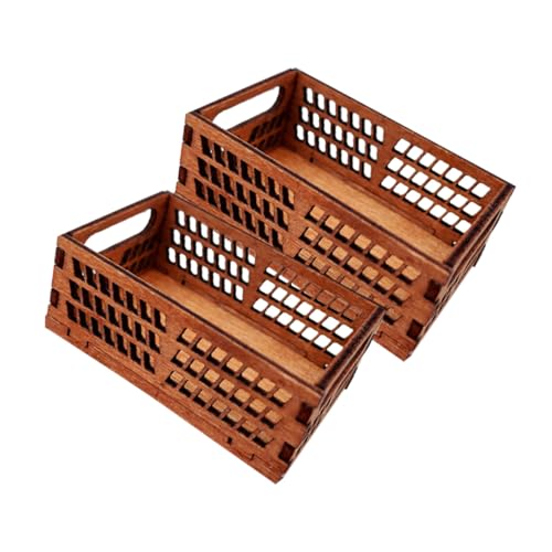 FUNOMOCYA 2 Stück Mini Holzrahmen Aufbewahrungsbox Puppenhaus Zubehör Miniatur Möbel Dekorativer Korb für Puppenhaus Küche Mikro Szene Ausstattung von FUNOMOCYA